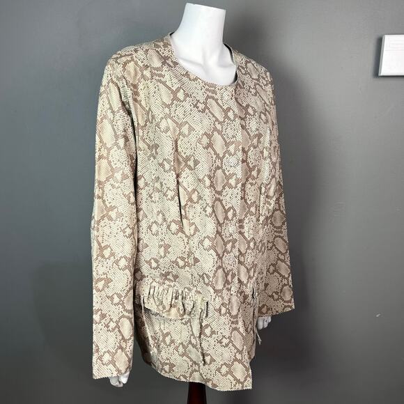 Chi by Falchi leather jacket 3X NWT snake tan feminine - Picture 1 of 13